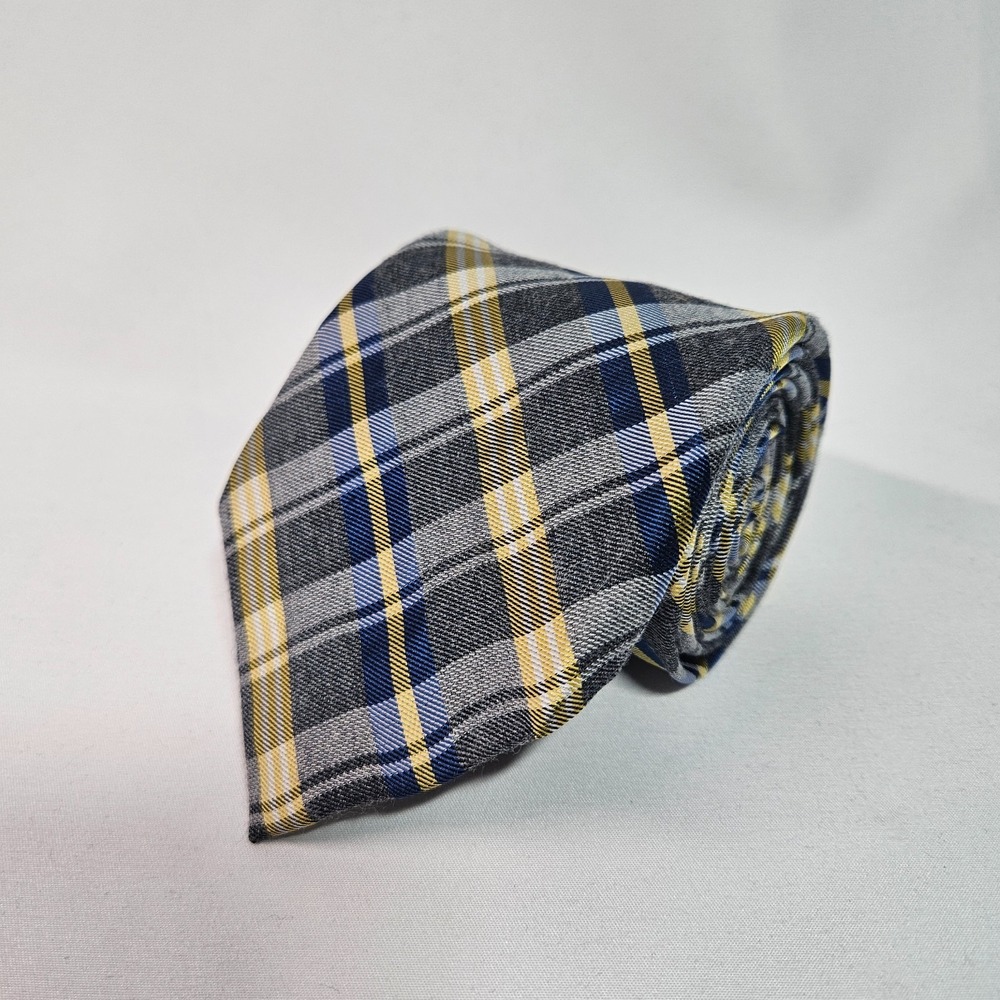 Chaps Silk Blend Hand Made Tie Men Plaid 3.5"x 59.5"